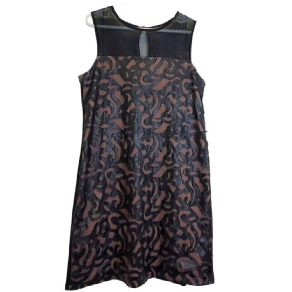 Laura Canada Shift Dress With Cutout Faux Leather Lace Pattern